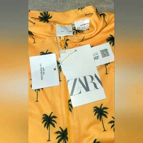 ZARA Girls UPF 50 Yellow BLK Swimsuit Bathing Suit SIZE 6/7 - Picture 5 of 5